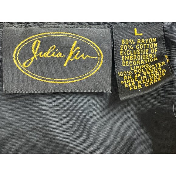 Julie Kin Womens Multicolor Floral Embroidered Jacket Button Front Sz L - Picture 6 of 7